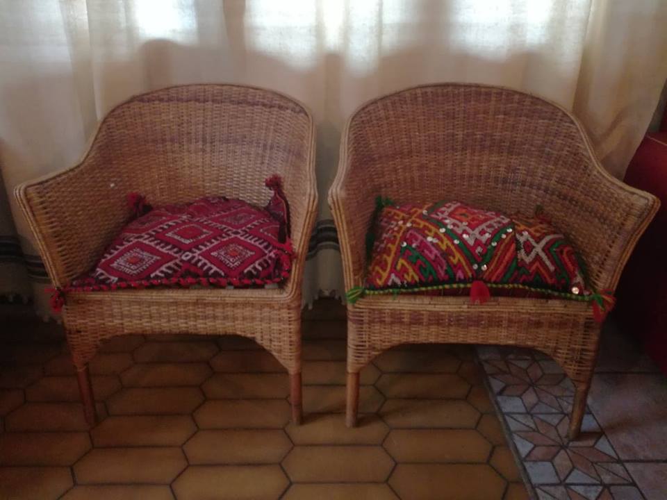 Pair of rattan armchairs