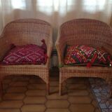Pair of rattan armchairs