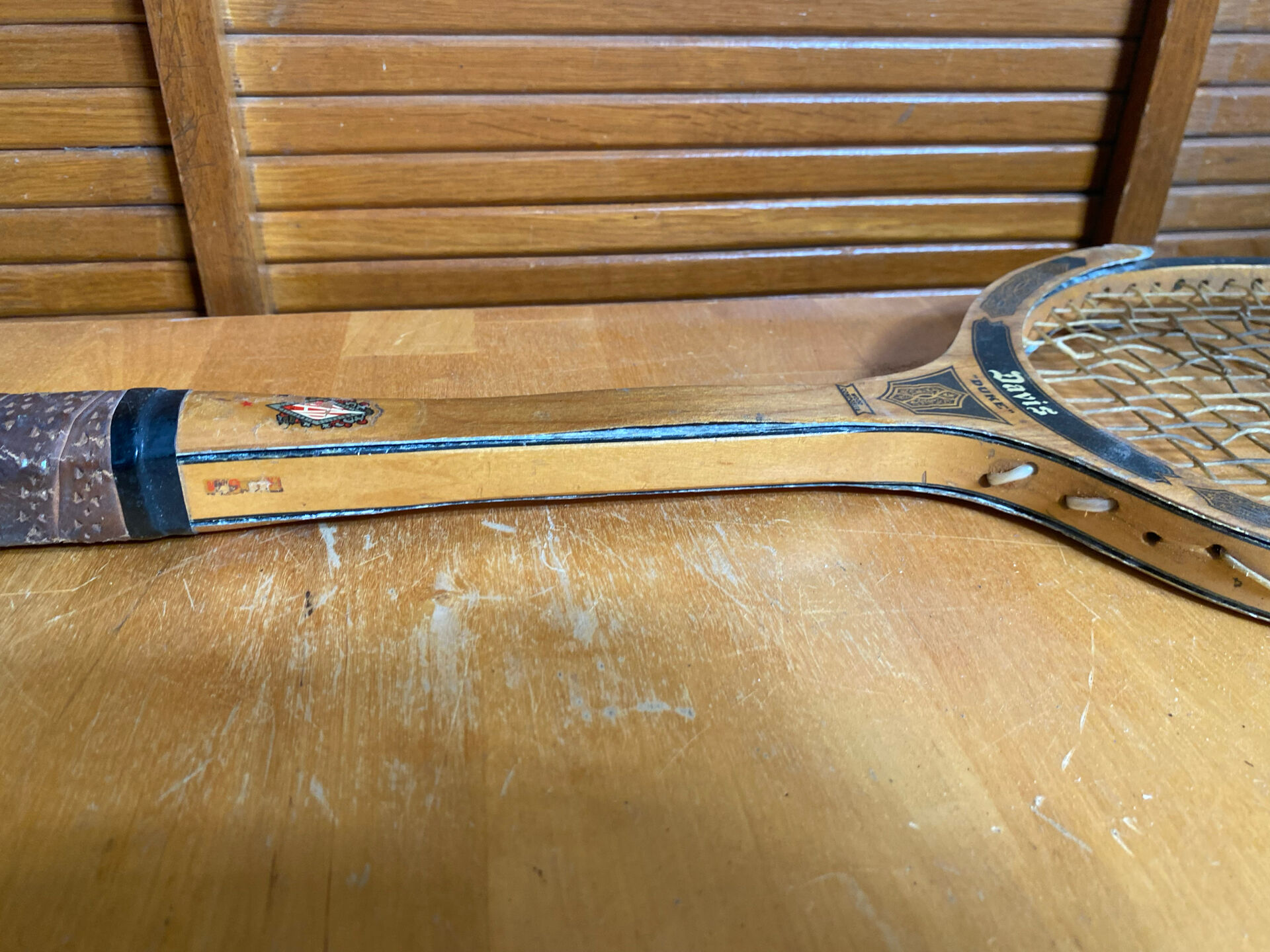 Vintage Tennis Racket DAVIS Duke Wood + Leather Case #E218
