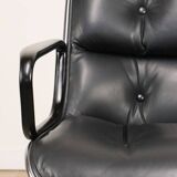 Fauteuil de bureau Charles Pollock édition Knoll en cuir, 1970