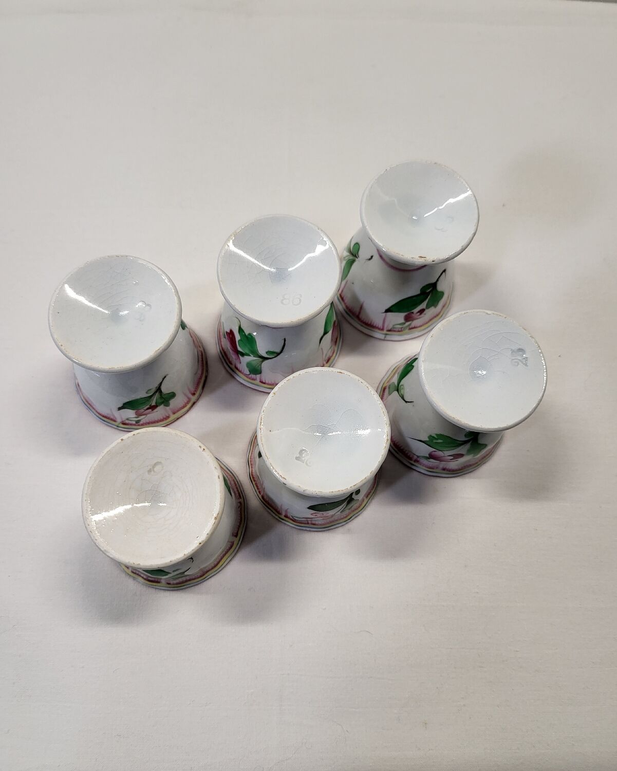 Set of 6 Lunéville Faience Egg Cups KG Reverbère