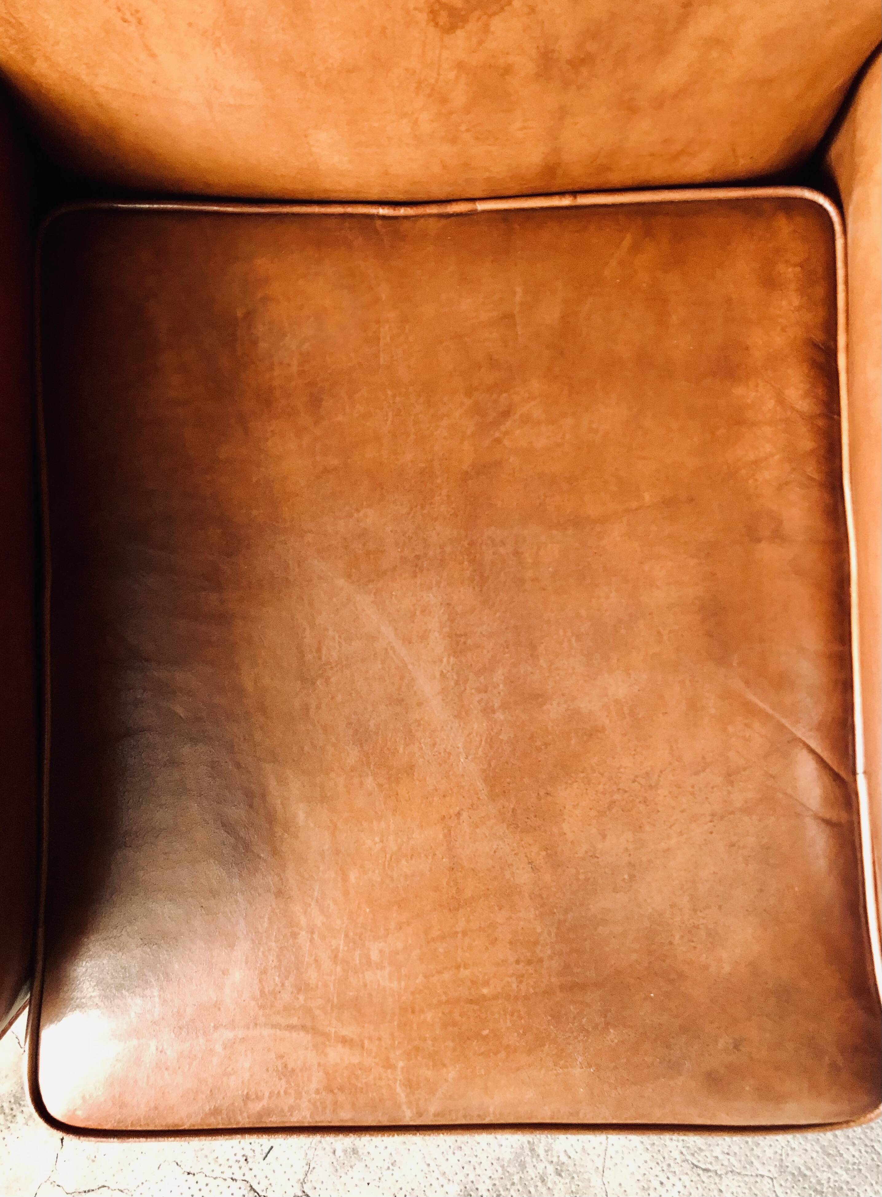 Fauteuil Club vintage en cuir « cognac »