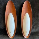 Pair Of Goffredo Reggiani Sconces Original Edition Italy 1960 - Teak And Perspex