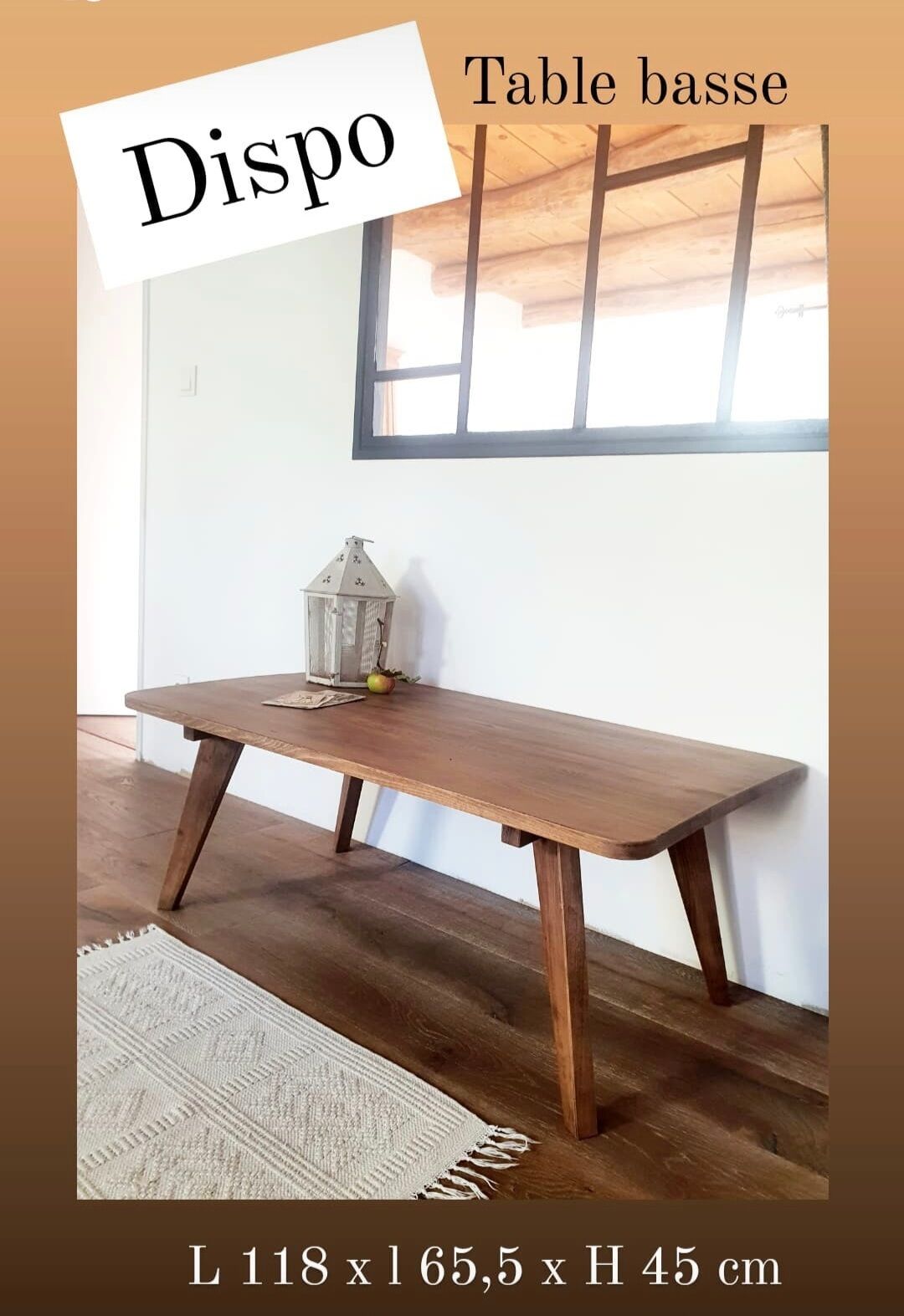 Solid wood coffee table