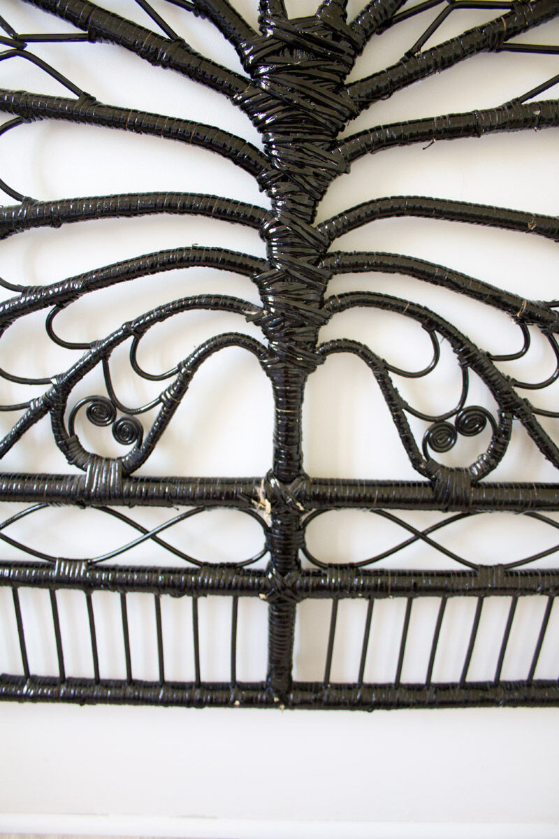 Black peacock rattan headboard