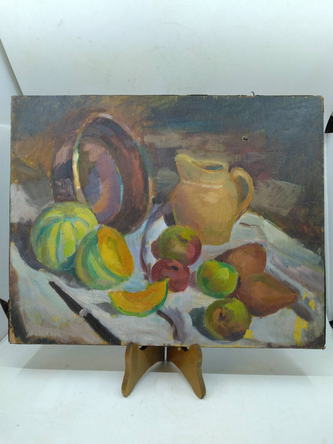 Oil painting on wood still life