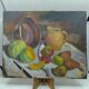 Tableau huile sur bois nature morte