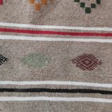 Grey kilim carpet with multicolored Berber patterns handmade