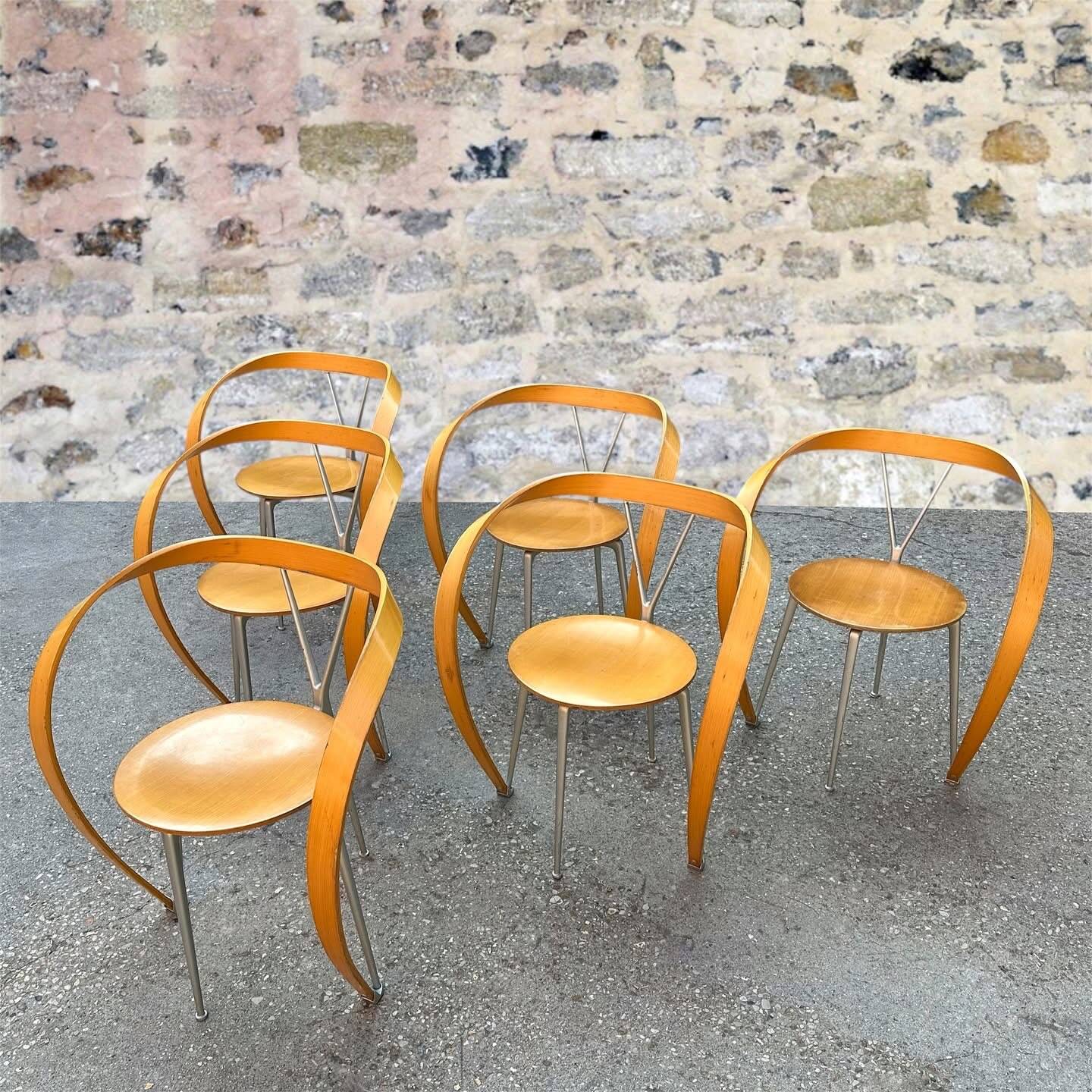 Suite de 6 chaises « Revers » par Andrea Branzi pour Cassina, 1990
