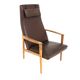 Fauteuil scandinave en skaï Suède 1960