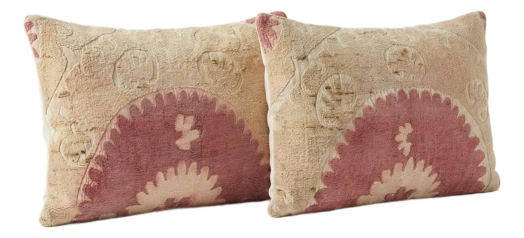 Set of 2 vintage embroidered cushion covers 41x61 cm