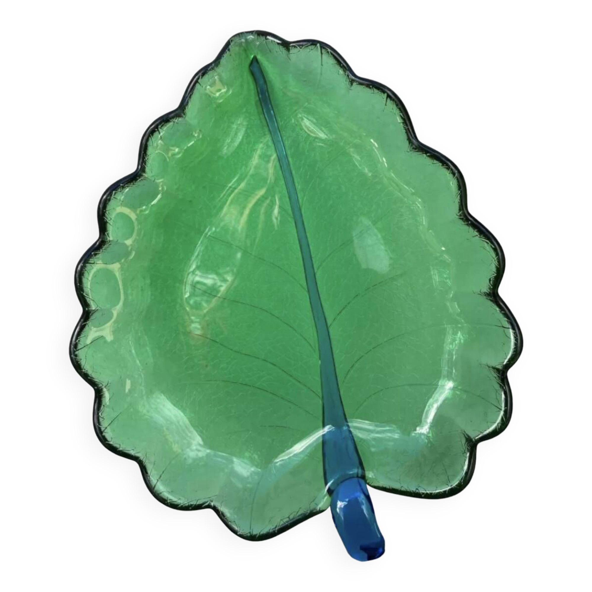 Large glass leaf dish