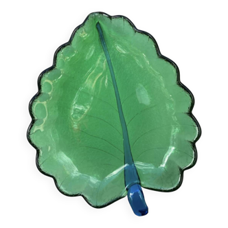 Large glass leaf dish