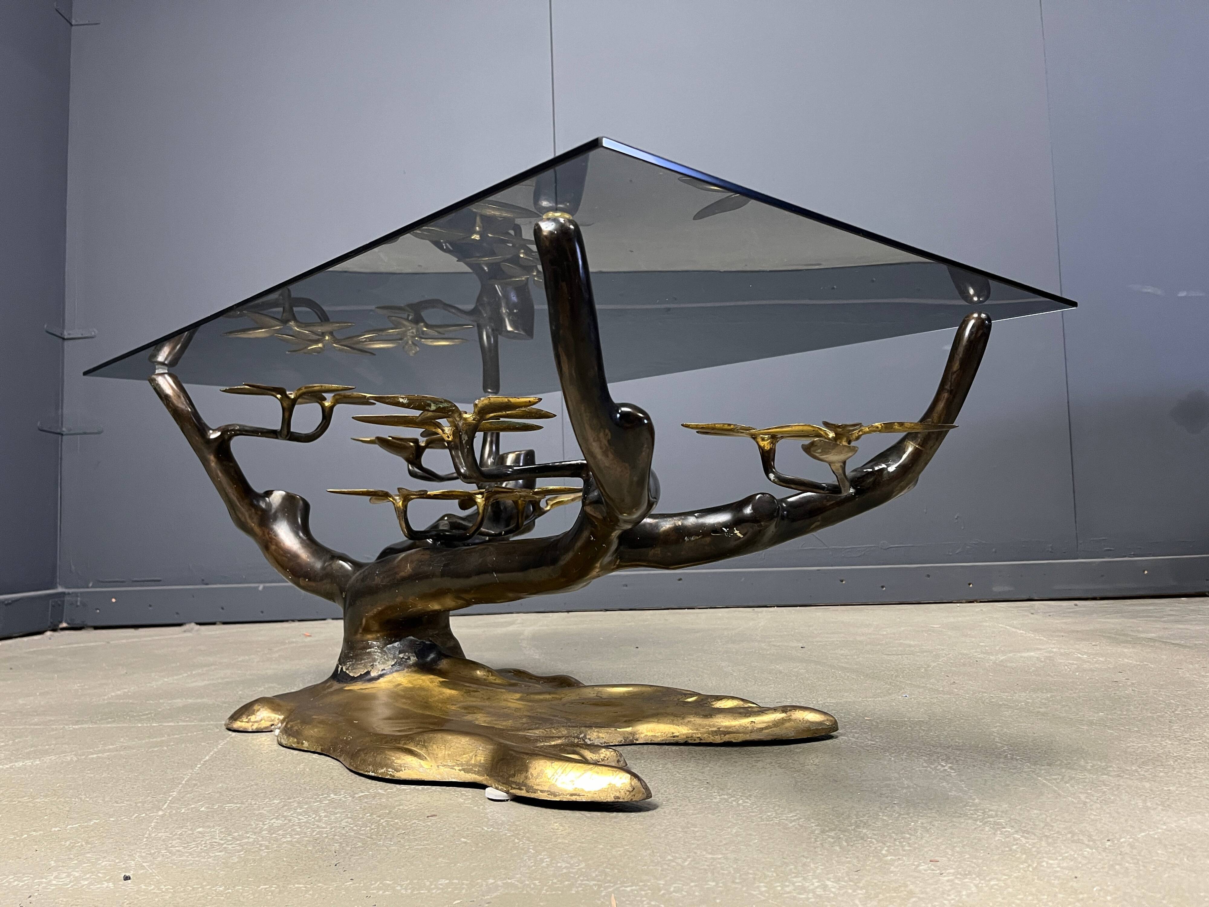 Bronze bonsai coffee table by Willy Daro, 1970s