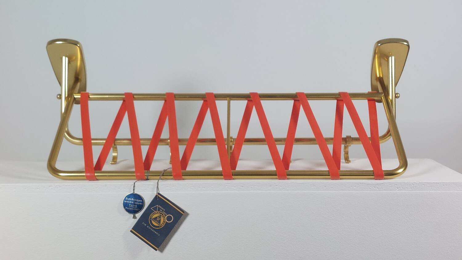 Vintage mid century wall mount brass wardrobe coat rack