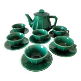 Service à thé Art déco vert émeraude – Théière et 6 tasses