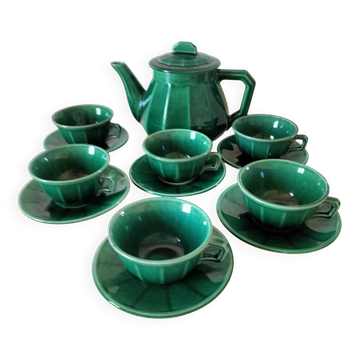 Service à thé Art déco vert émeraude – Théière et 6 tasses