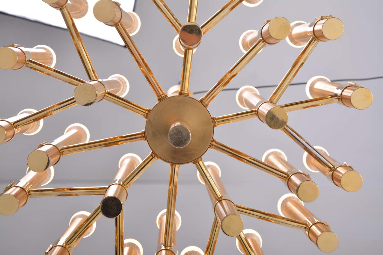 Golden chandelier by Angelo Brotto for Esperia Italia