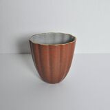 Crackle glaze porcelain vase, gold and orange-brown on grey, Denmark 1930s