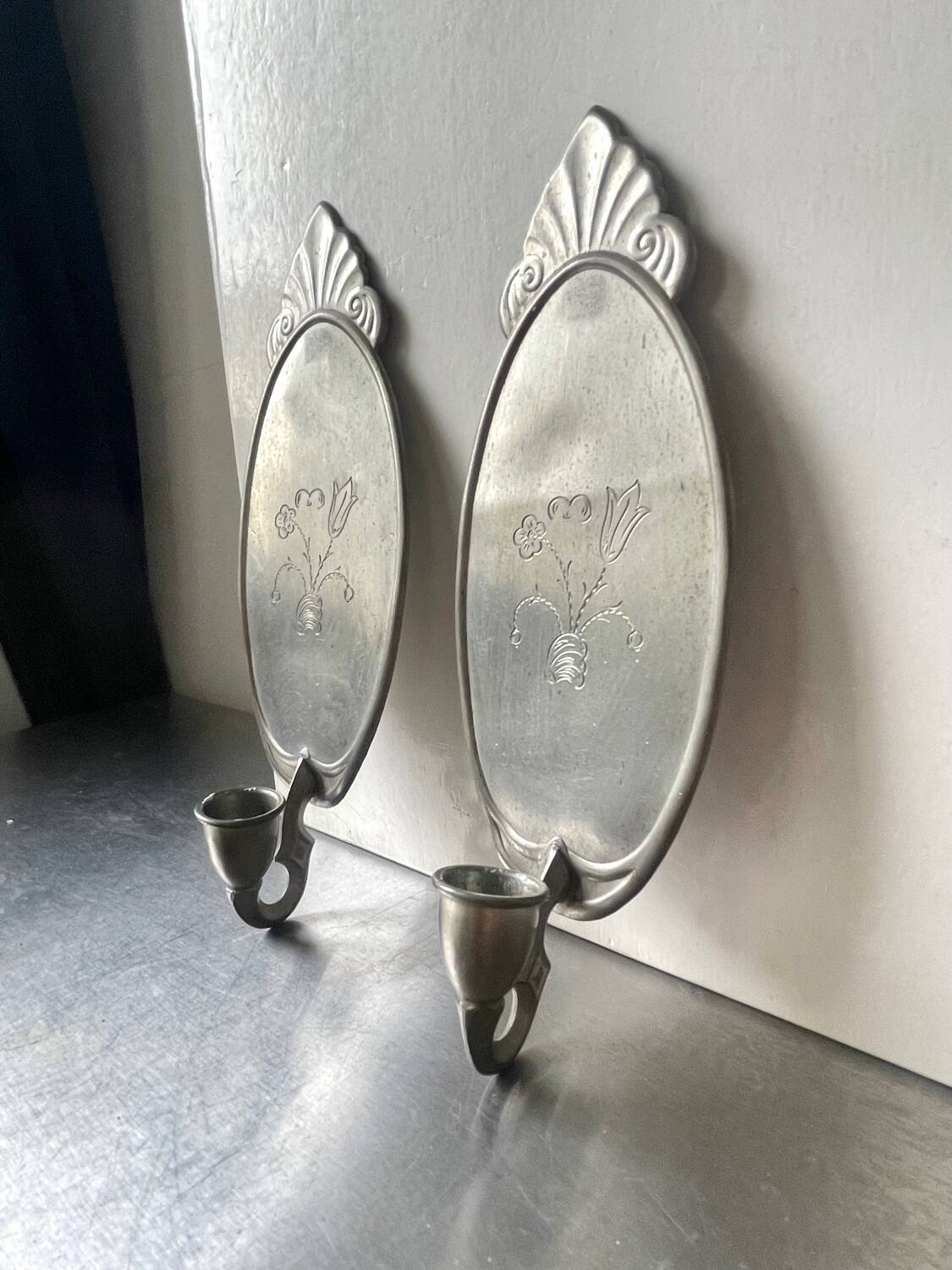 Art Deco Pair of Wall Candle holders Sconces by Svenskt Tenn Josef Fra