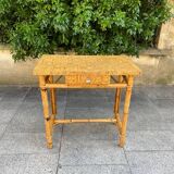 Console en liège et rotin vintage