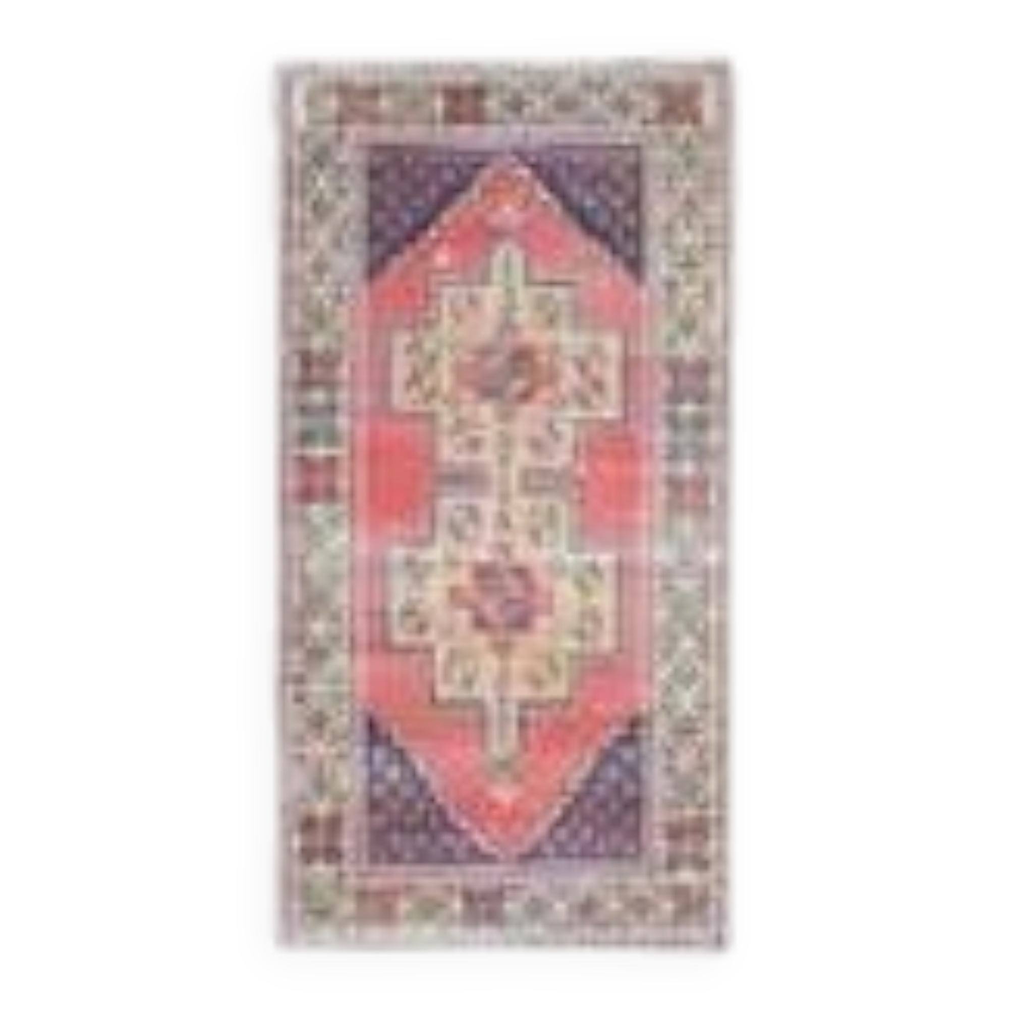 Tapis vintage turc Oushak fait main en laine et coton rose