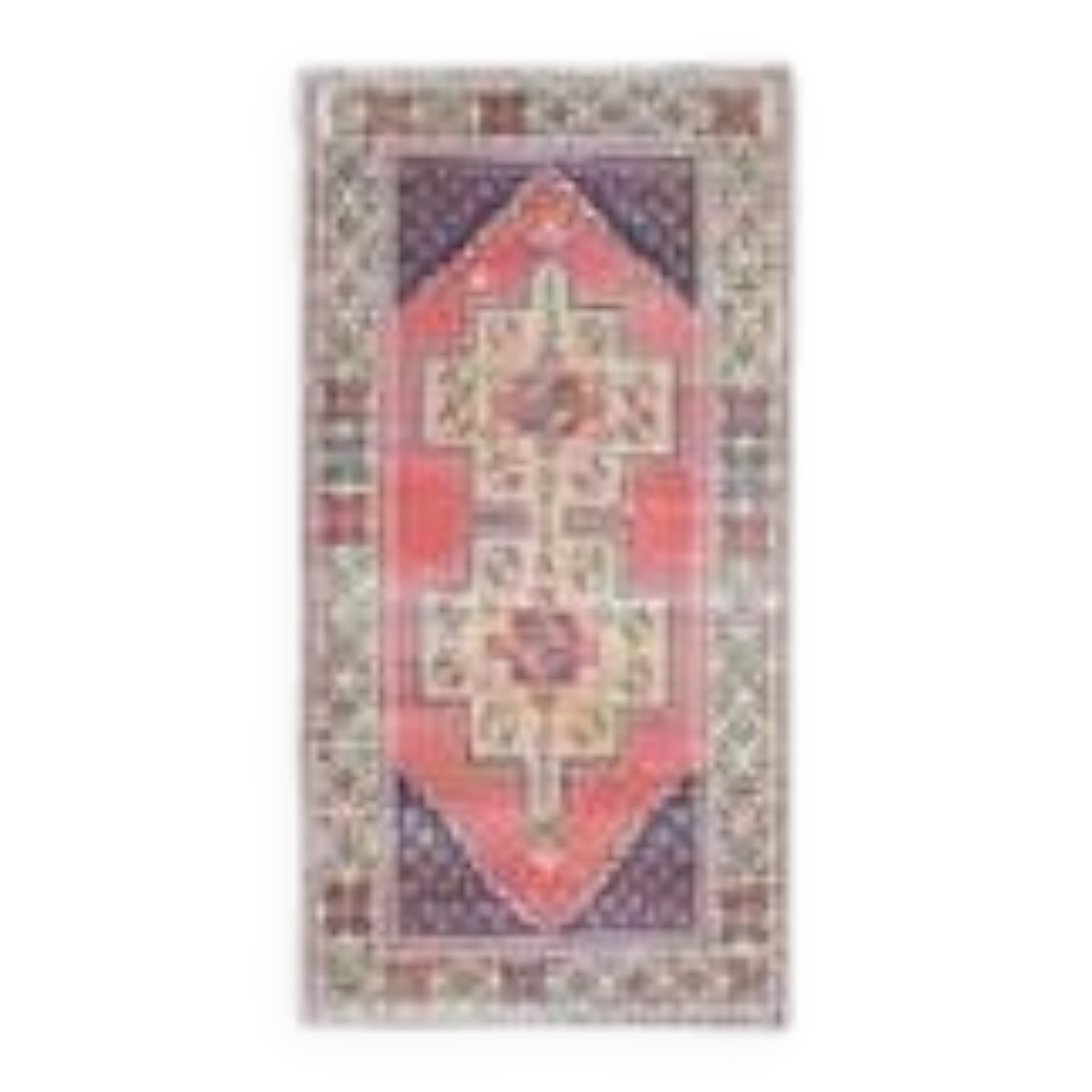 Vintage Turkish Oushak Handmade Wool Cotton Pink Area Rug 122x209