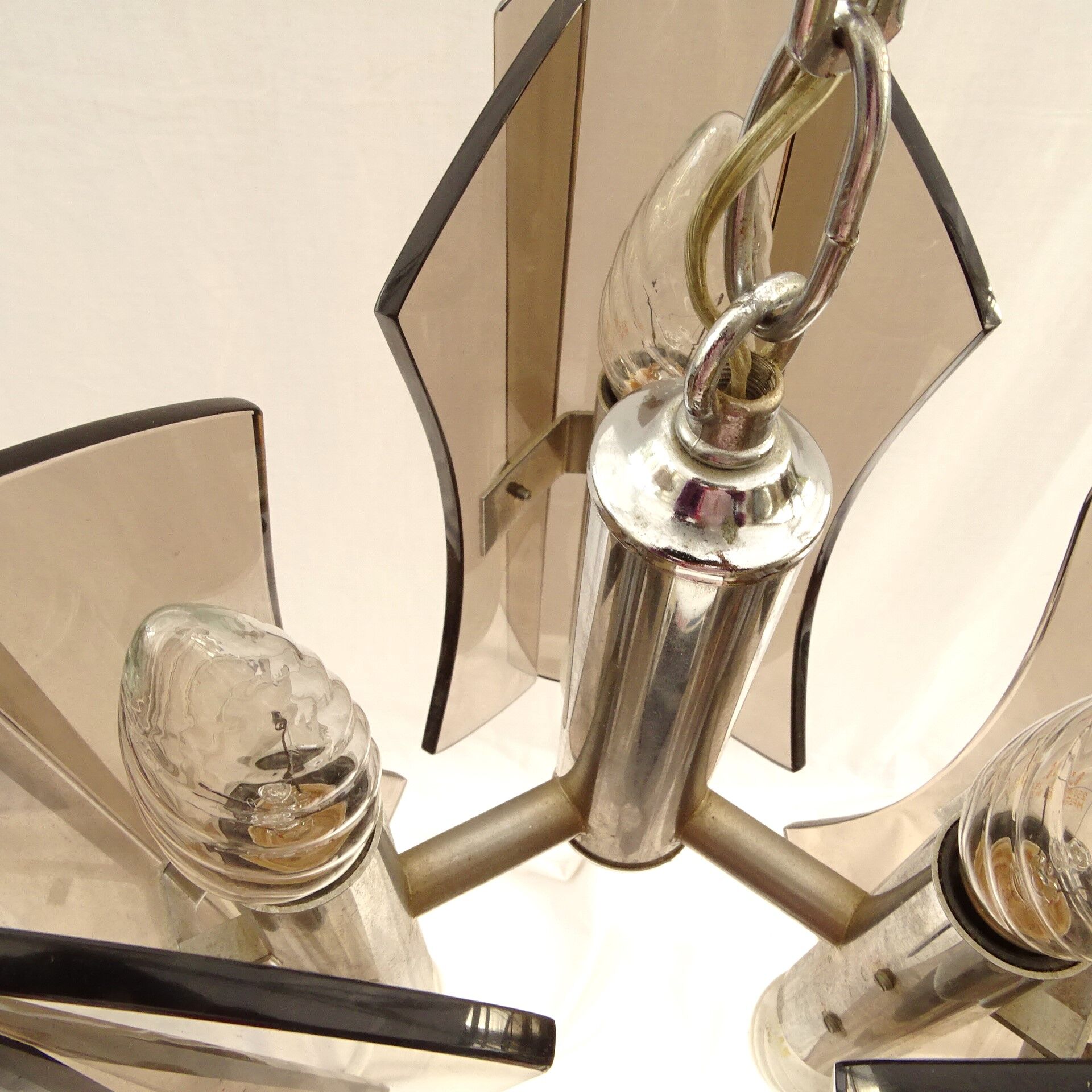 Design chandelier in smoked glass 6 lights
