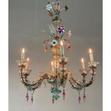 Lustre rezzonico en verre coloré de Murano 6 bras de lumière