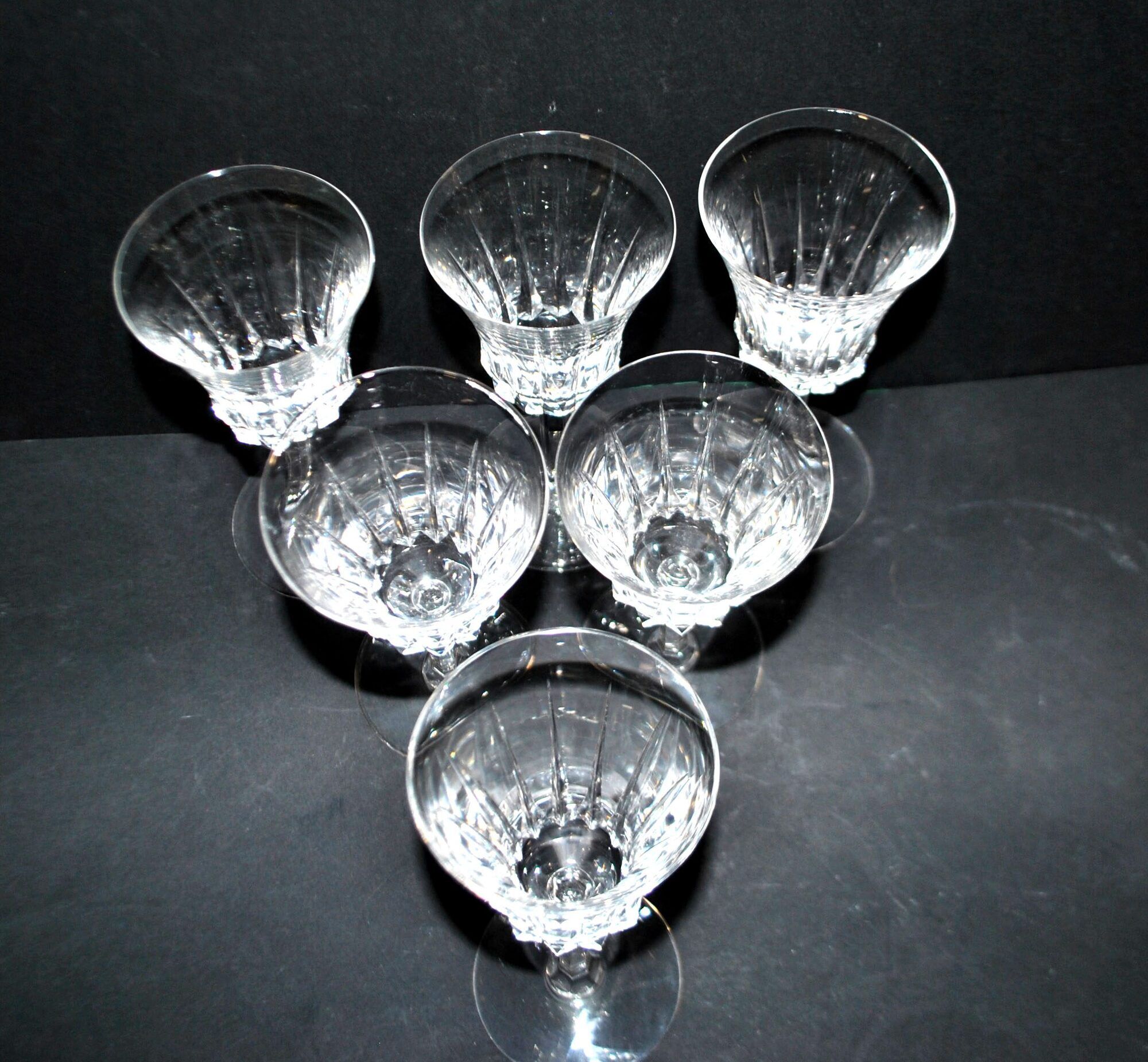 Set of 6 flared crystal wine glasses in Concorde Cerdagne style H15.2.
