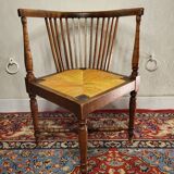 Corner chair wood & straw english xixth