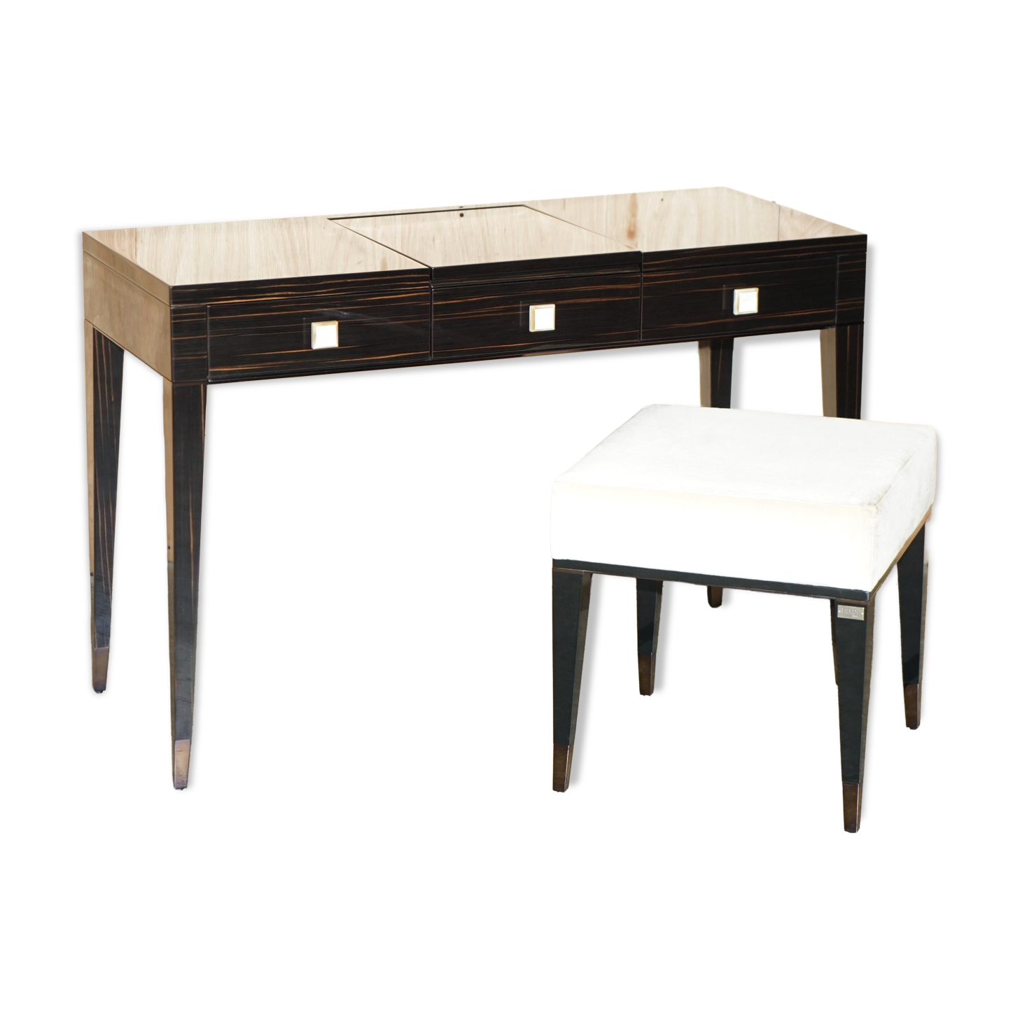 Table de toilette et tabouret Nascondino Fendi Casa en ébène Macassar