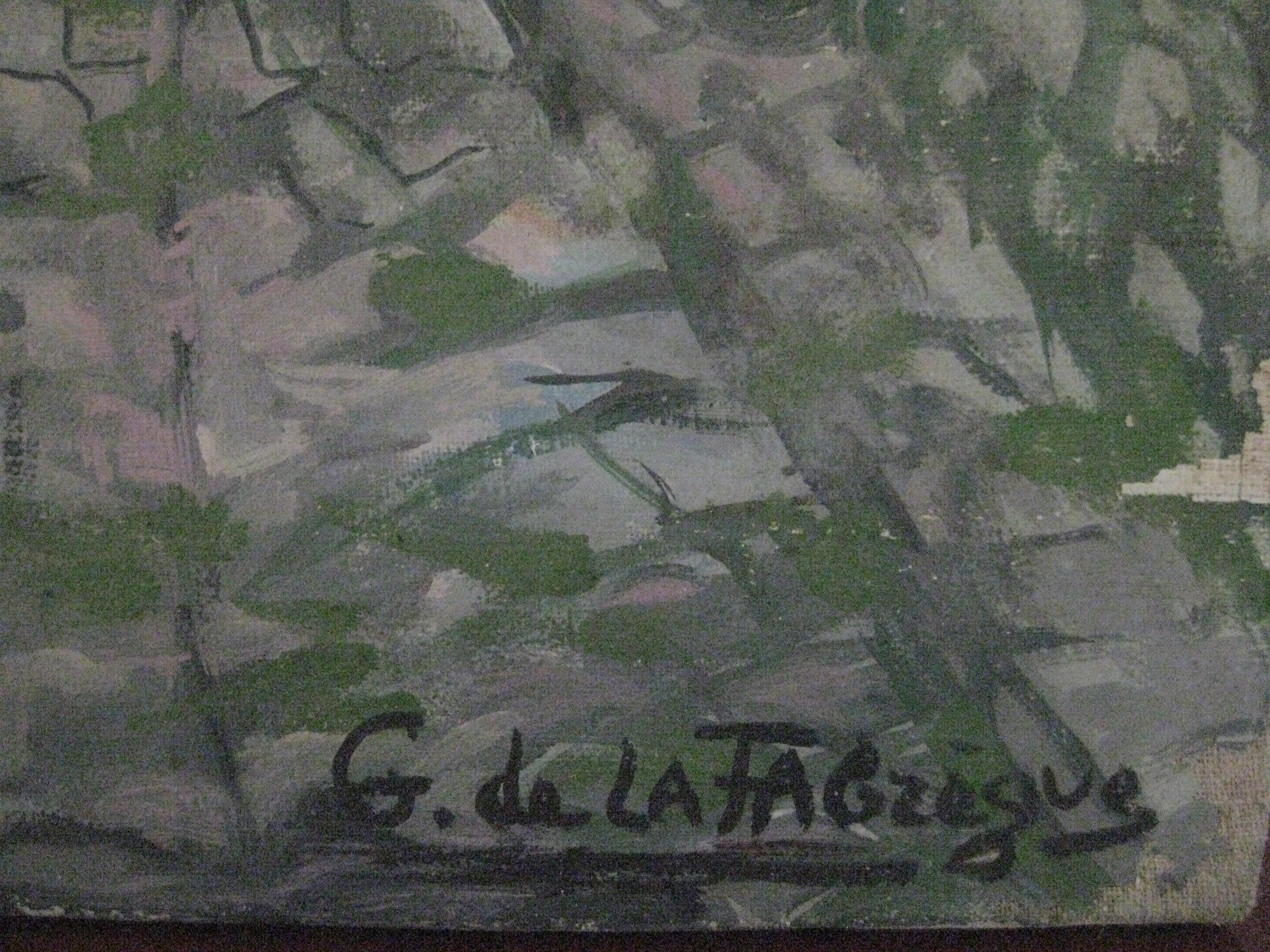 Painting oil painting Rue de Paris 16th 1967 G. De La Fabrègue