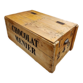 Ancienne caisse bois publicitaire Chocolat Menier