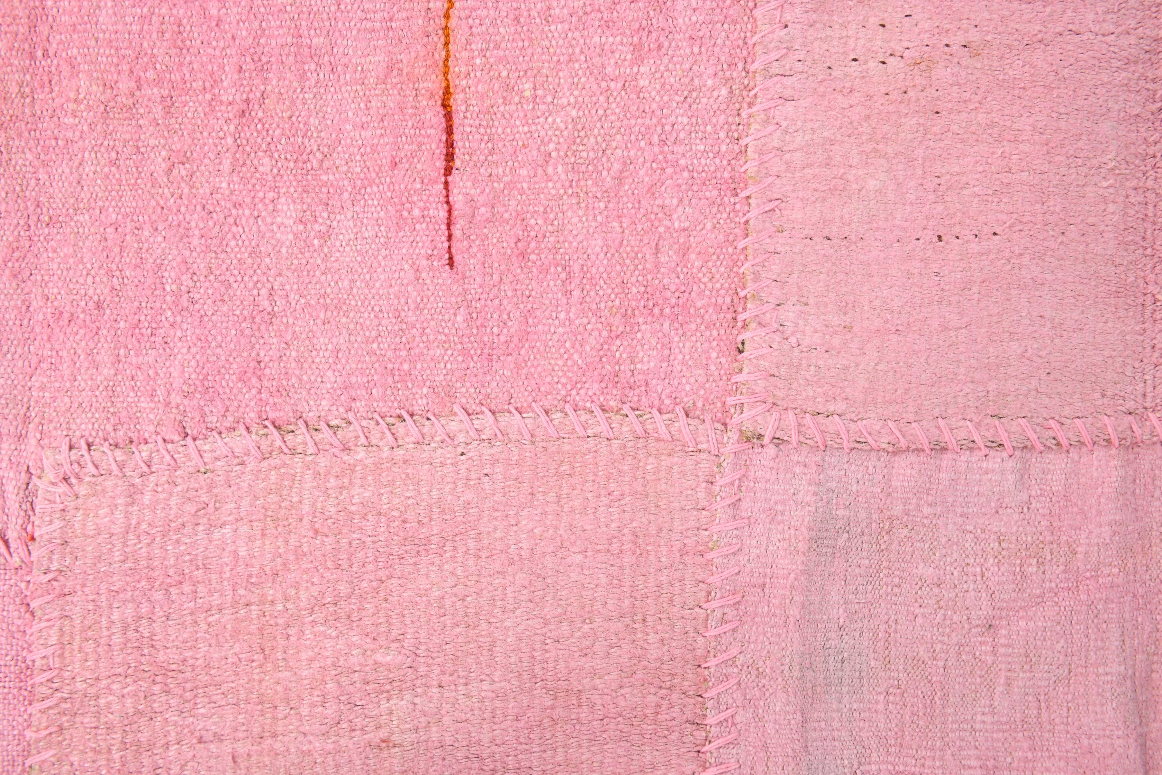 Large Pink Vintage Kilim Rug, 214x306Cm