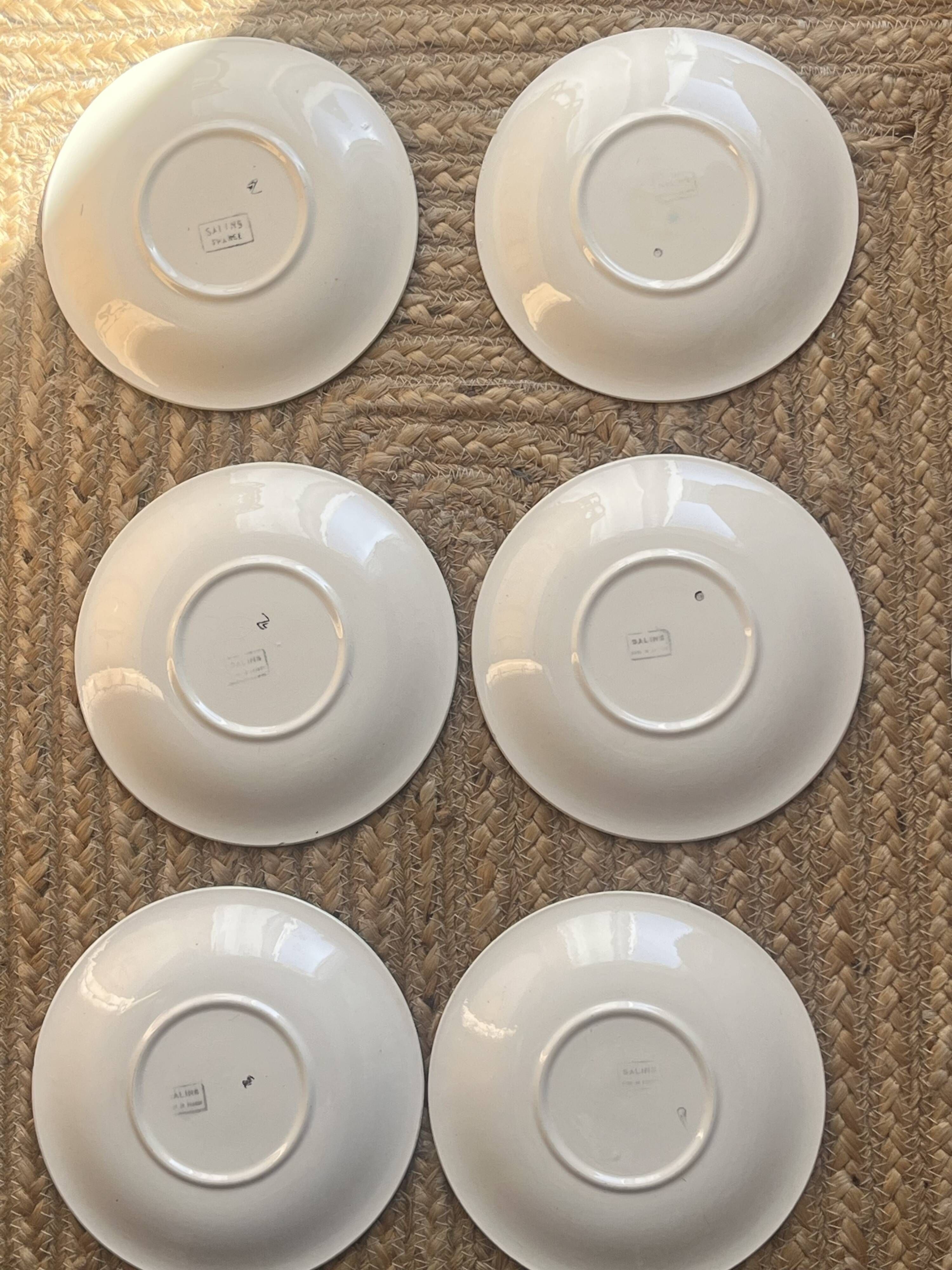 6 assiettes à dessert Salins motifs style Lurçat
