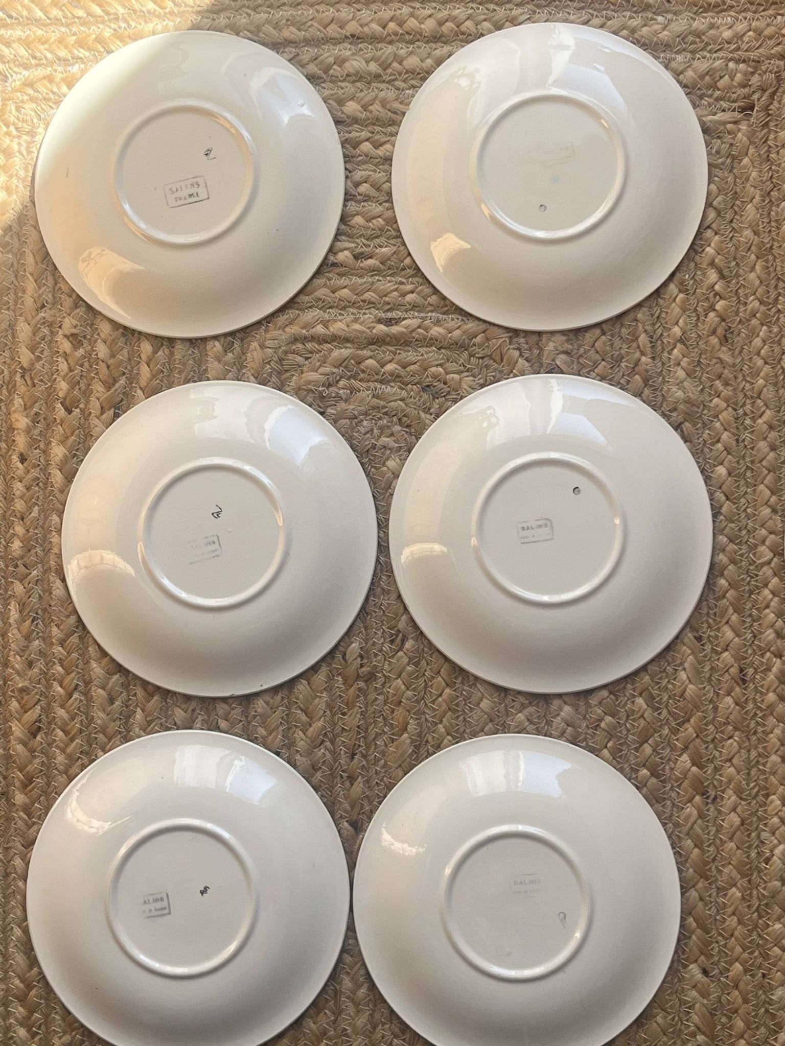 6 assiettes à dessert Salins motifs style Lurçat