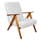 Vintage armchair B-310 VAR white structural boucle 1970s - natural wood in beech colour