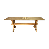 Table pied en x, dessus marqueté rosace et rose des vents