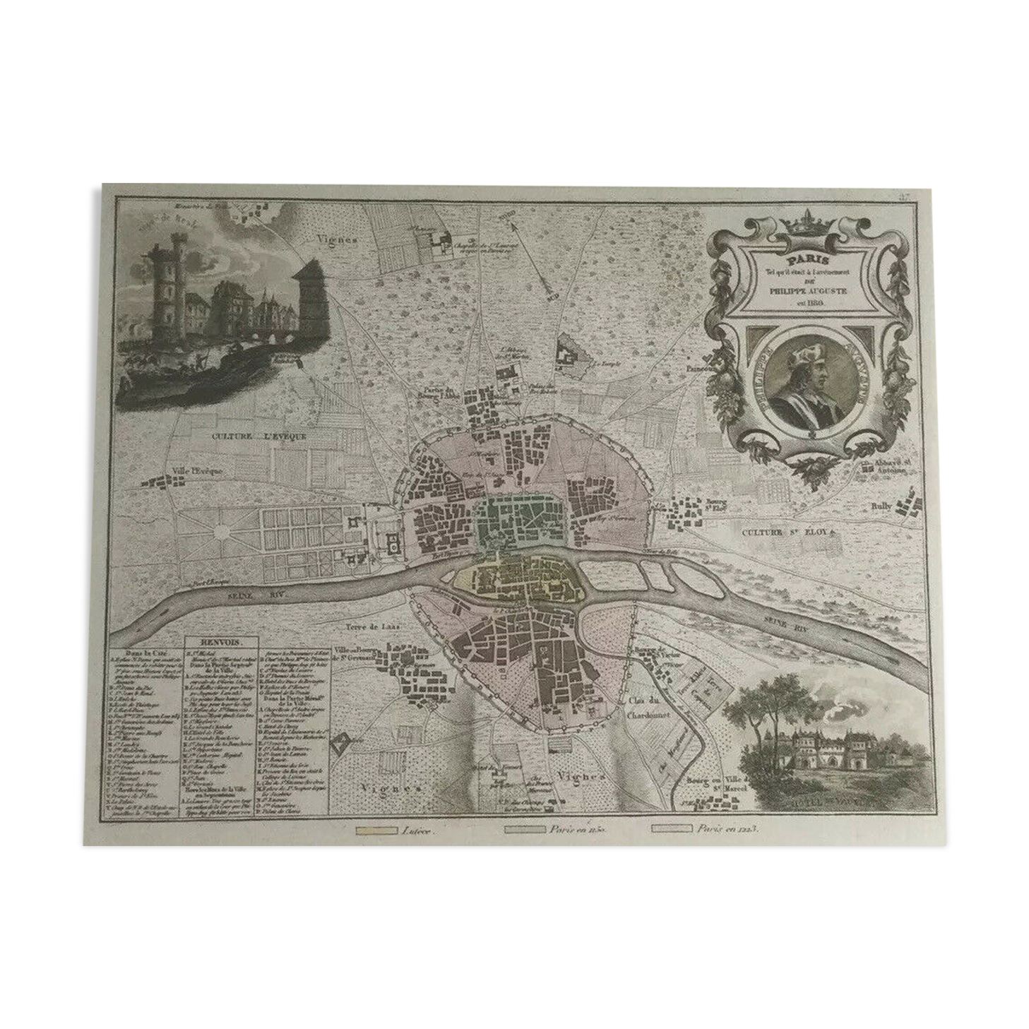 Historic map of Paris in 1180