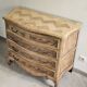 Louis XV style curved chest of drawers with 4 drawers in raw solid oak