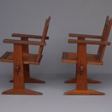 Set of four pine Scandinavian armchairs 1930