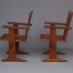 Set of four pine Scandinavian armchairs 1930