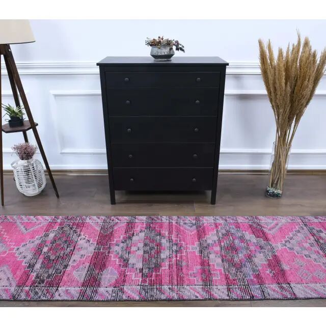 Vintage Turkish Handmade Wool Runner 79x420