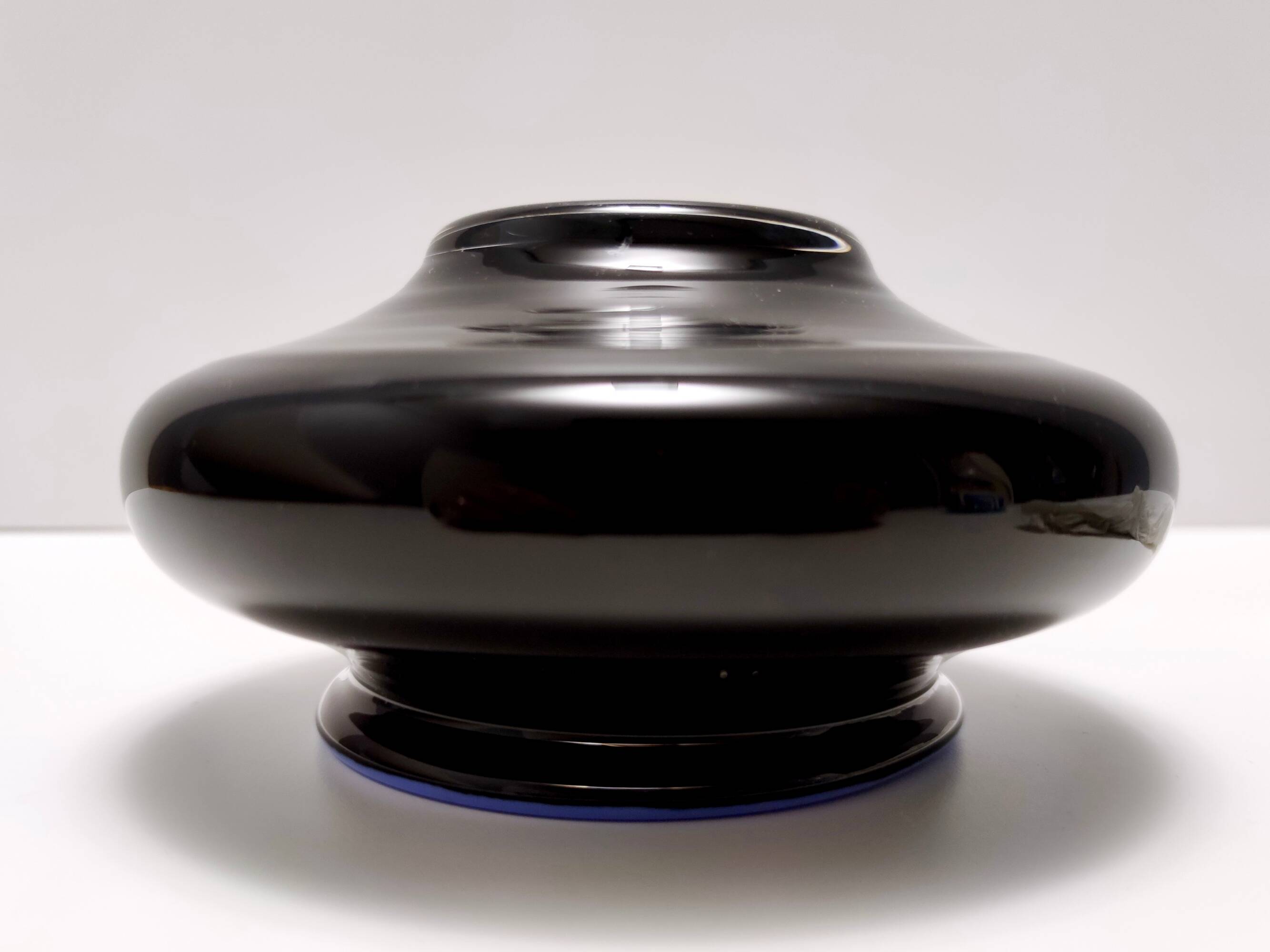 Iridescent Black and Azure Cased Glass Vase, Italy