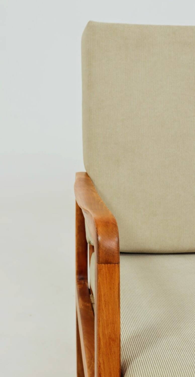 Mid Century Armchair Pastel Olive Cordury Cushion, 1980s