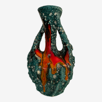 Vallauris sea foam ceramic vase / Fat lava