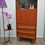 Oak and rattan secretary