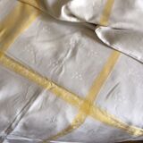 Large yellow and white vintage tablecloth