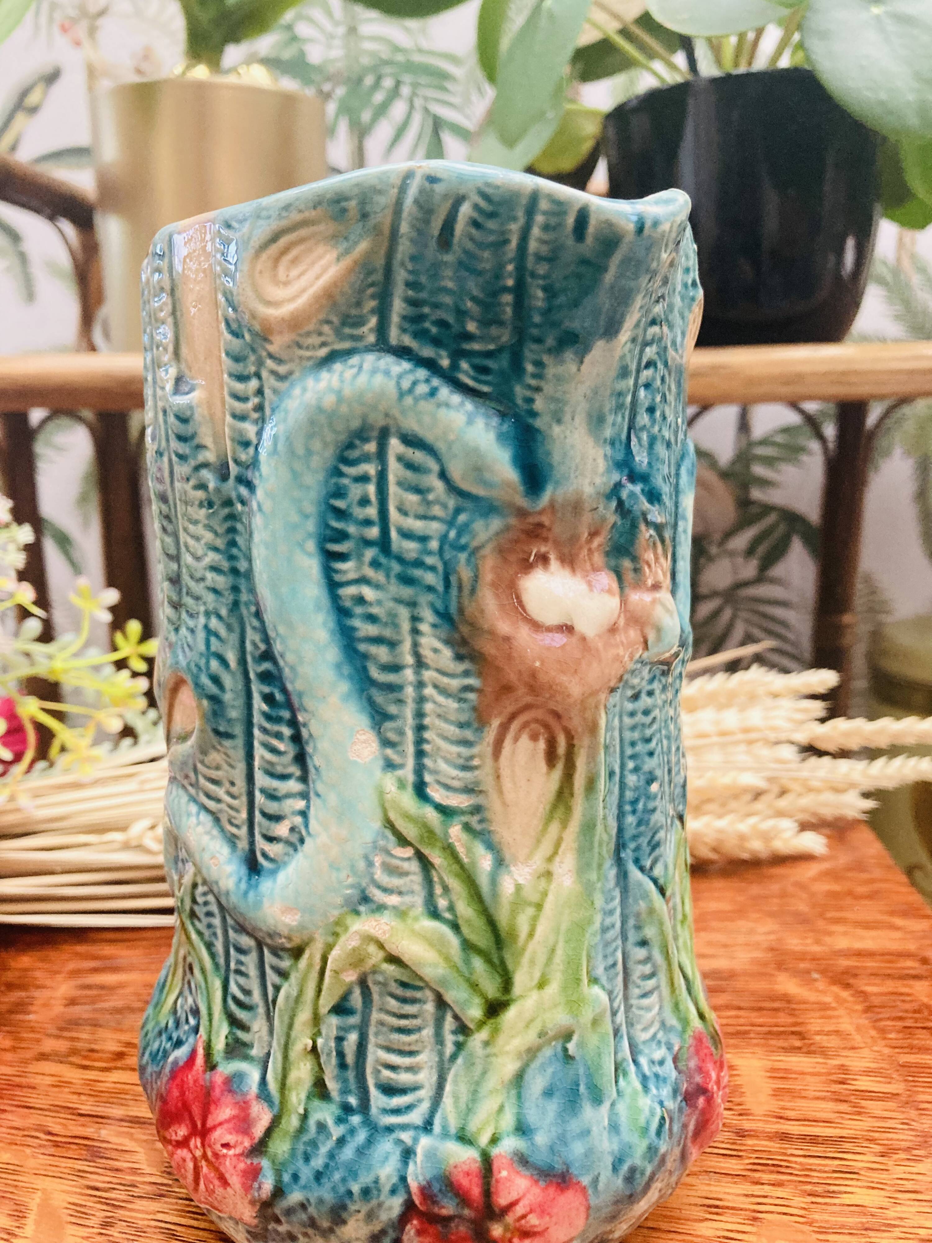 Vintage slip pitcher vase